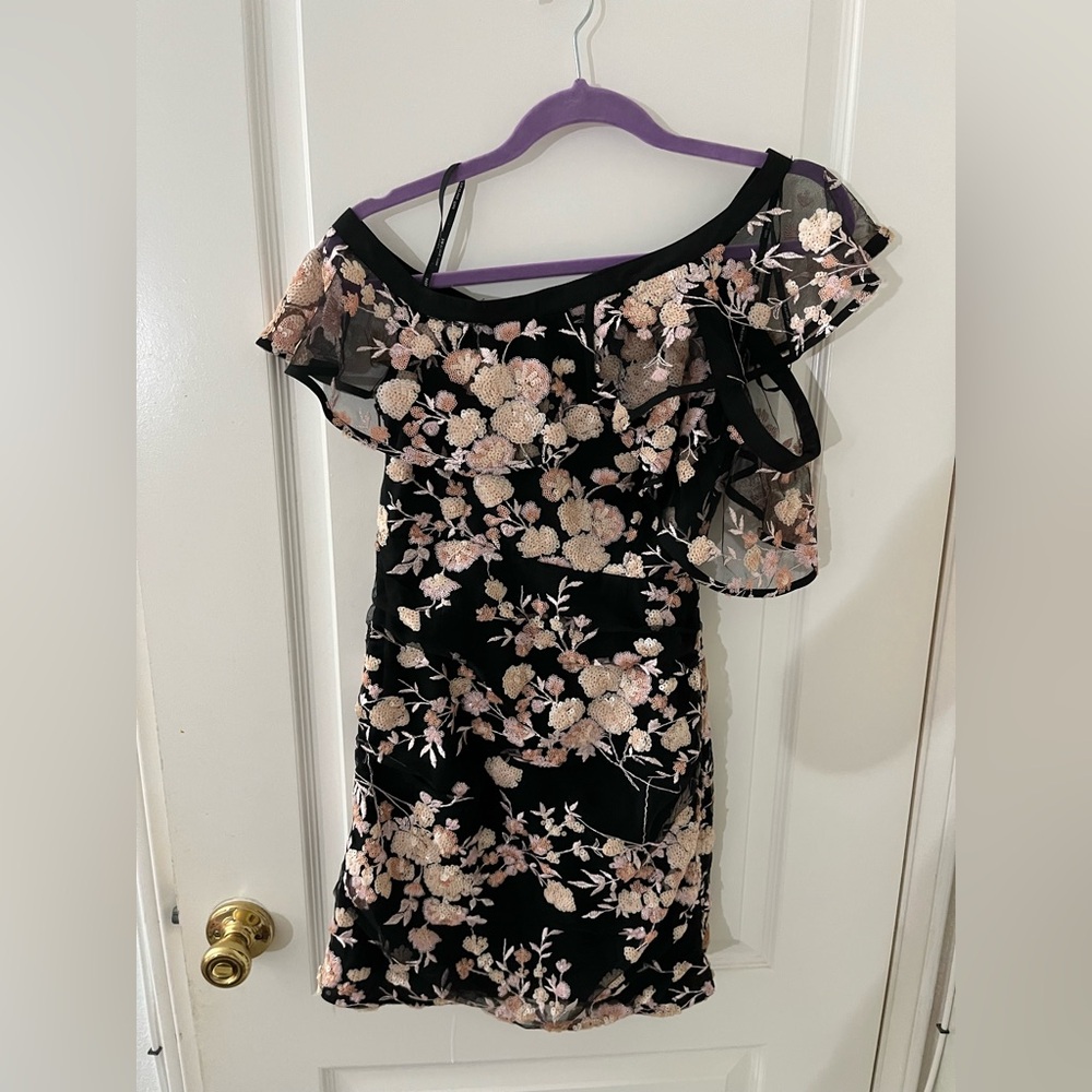 Self-Portrait Black Floral Off-Shoulder Mini Dress - Picture 7 of 10